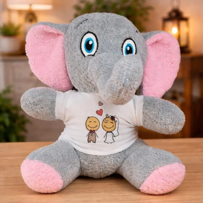 Sevimli Fil Tişörtlü 25 Cm Peluş Hediye