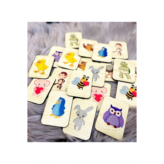 Sevimli Hayvanlar Hafıza Eşleştirme Oyunu Ahşap Eğitici Puzzle Oyuncak