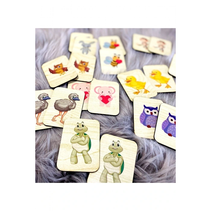 Sevimli Hayvanlar Hafıza Eşleştirme Oyunu Ahşap Eğitici Puzzle Oyuncak
