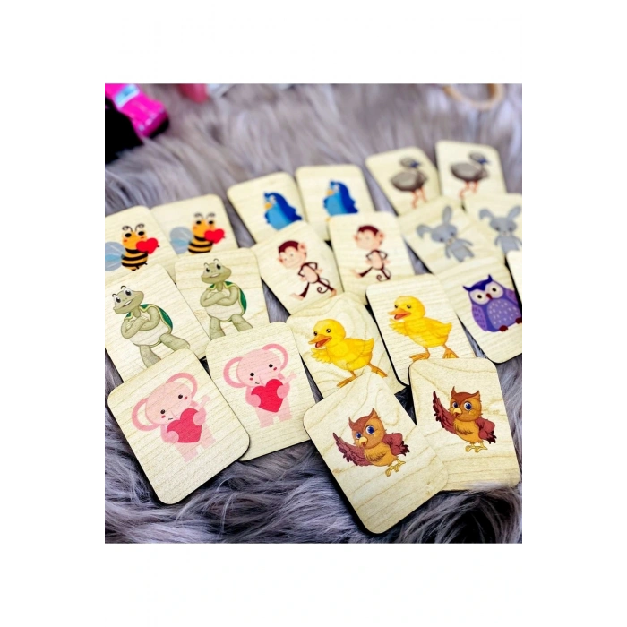 Sevimli Hayvanlar Hafıza Eşleştirme Oyunu Ahşap Eğitici Puzzle Oyuncak