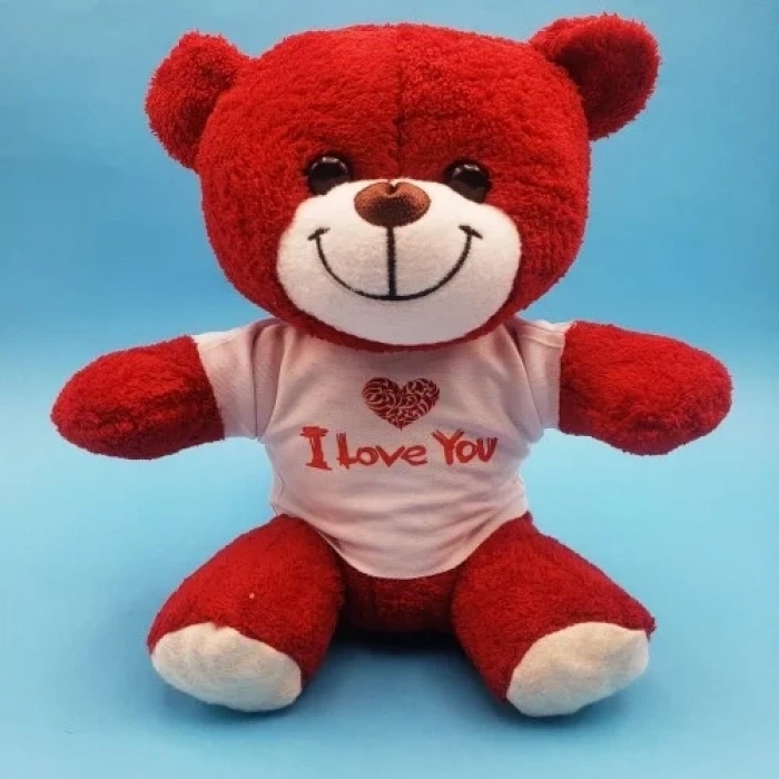 Sevimli Tişörtlü Kırmızı 25 Cm Hediye