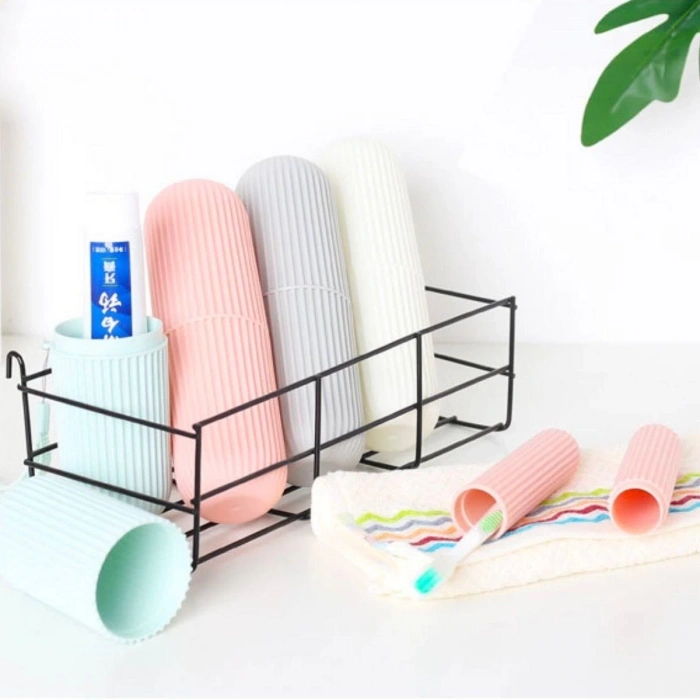 Seyahat Tipi Diş Fırçası Gözlük Makyaj Fırçası İçin Çok Amaçlı Silindir Saklama Kutusu İpli (5365)