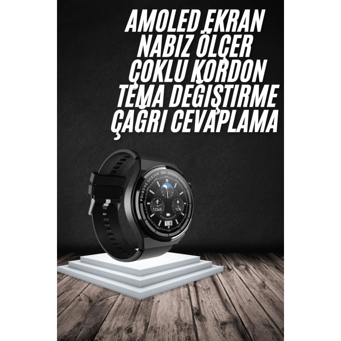 Şık Akıllı Saat Amoled Ekran Gps Uyumlu Adımsayar