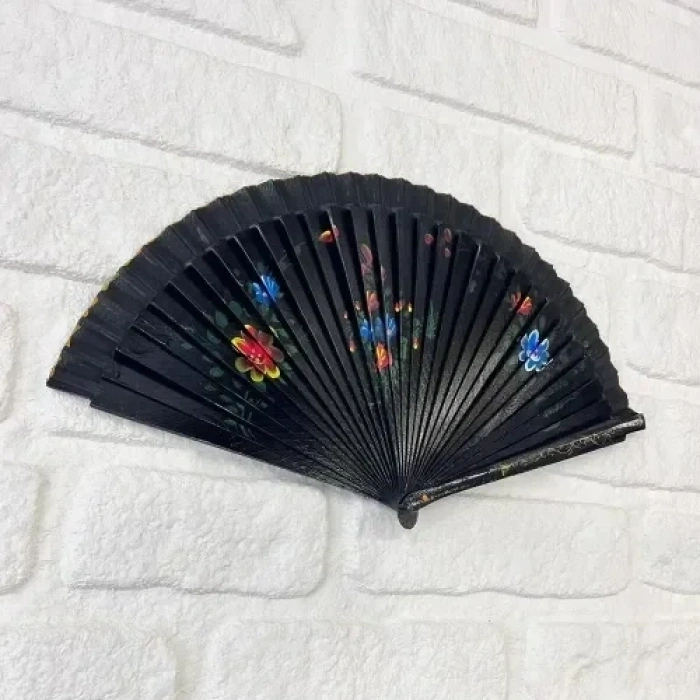 Şık Bambu Çift Taraflı Siyah Yelpaze 12li Set