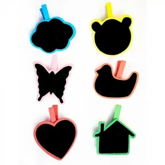 Şık Desenli Ahşap Mandal 6lı Set 10 Paket