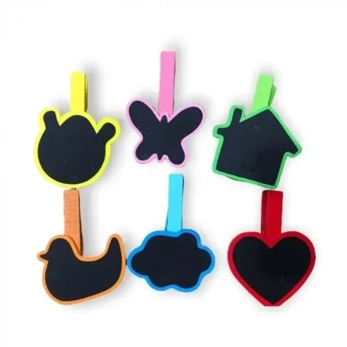 Şık Desenli Ahşap Mandal 6lı Set 10 Paket