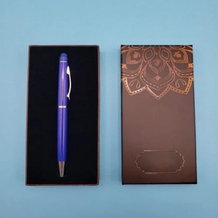 Şık Mavi Touchpen Kutulu Hediye Kalemi