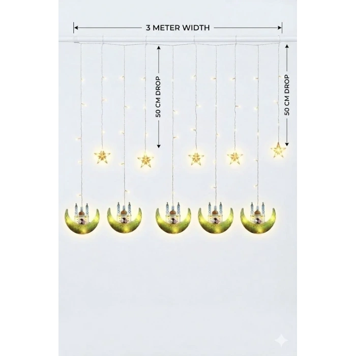 Şık Tasarım 3 Metre Ramazan Temalı Led Perde Işık Seti