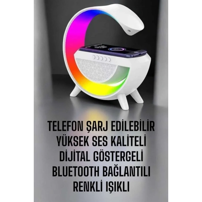 Şık Tasarımlı Akıllı Bluetooth Hoparlör Kablosuz Şarj Standı