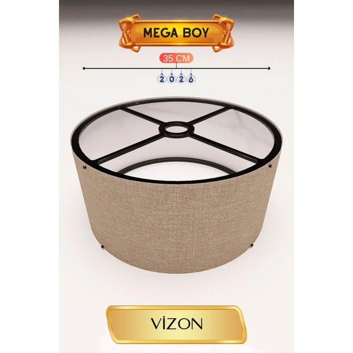 Şık Vizon Lambader Başlığı 35 Cm Modern Dekor