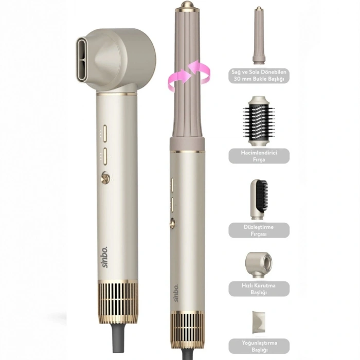Sinbo Air Brush Saç Şekillendirme Cihazı - 5 Başlıklı - Rose Gold Renk
