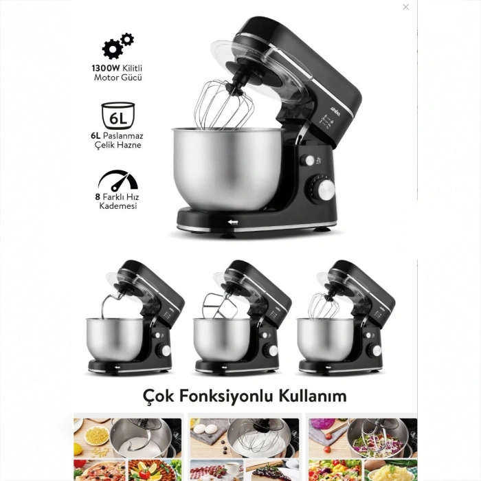 Sinbo Standlı Mikser - Siyah Renk - 12 Litre Hazne