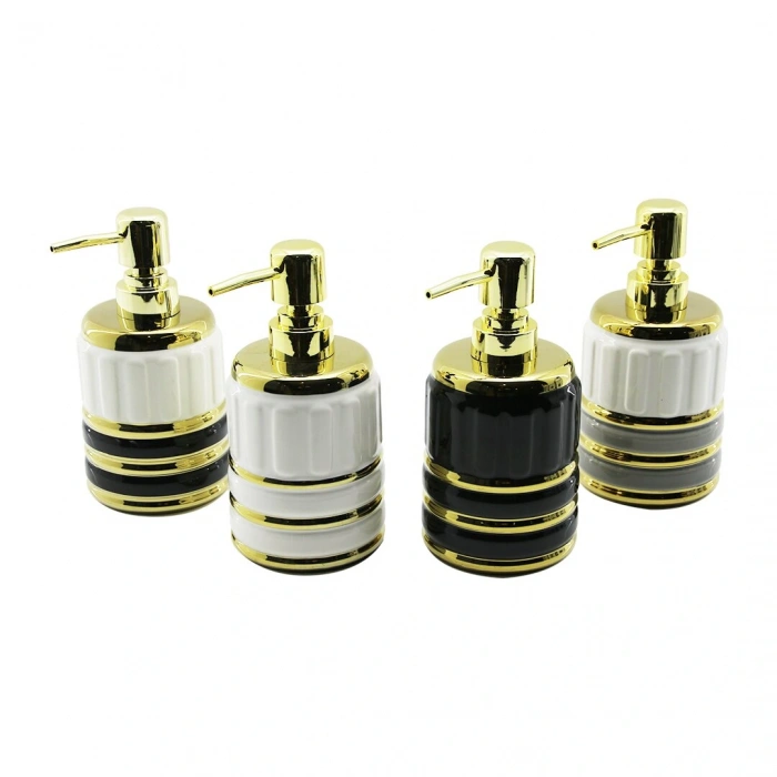 ŞİŞE GOLD KAPAK - BOĞUM SERAMİK SIVI SABUNLUK 7.5X10.5CM (5365)