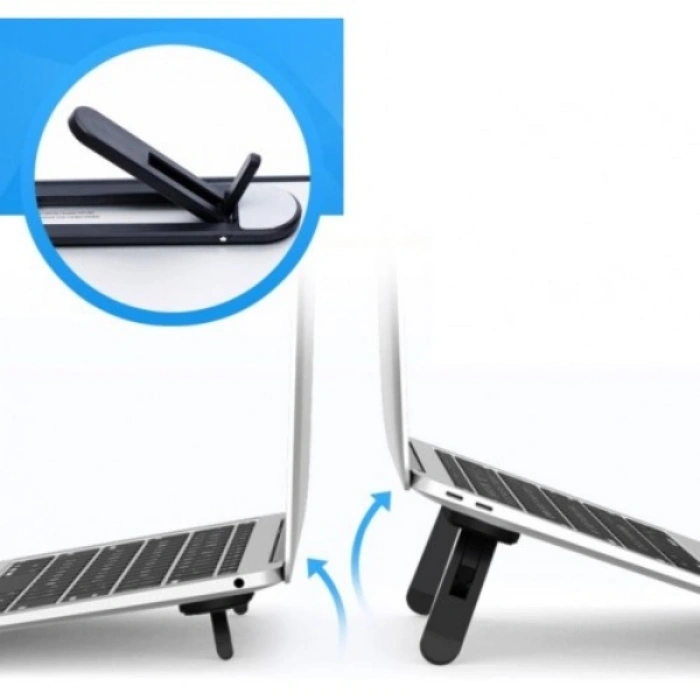 Siyah 2 Kademeli Katlanabilir ve Yapışkanlı Laptop Standı