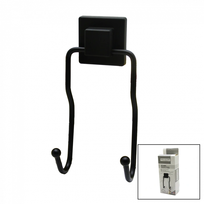 SİYAH - 2Lİ METAL SARKIK ASKI KARE GÜÇLÜ YAPIŞKANLI 8X9X19CM (5365)