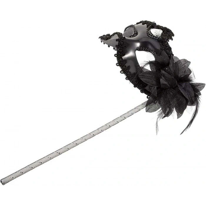 Siyah Işıltılı Tutmalı Fotoğraf Çekimi Maskesi 18x29 cm (5365)