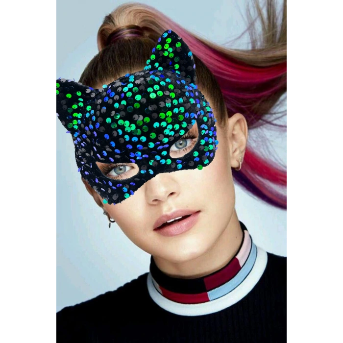 Black Velvet Blue Green Party Mask