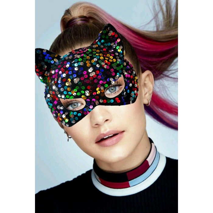 Black Velvet Sequined Party Mask