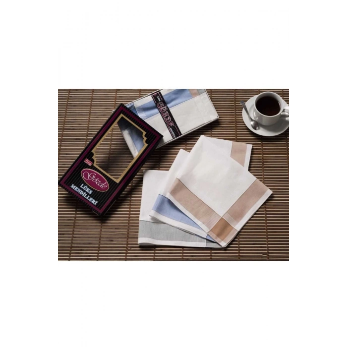 Black Boxed 42x42 cm 12 Pieces Fabric Handkerchief-GM 02