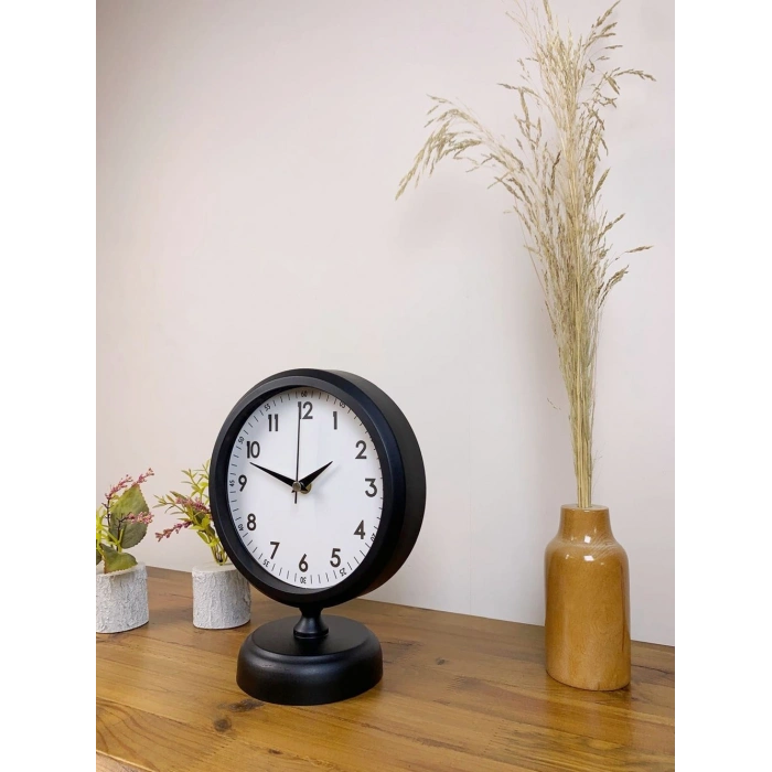 Siyah Metal Dekoratif Masa Saati 25×20 cm
