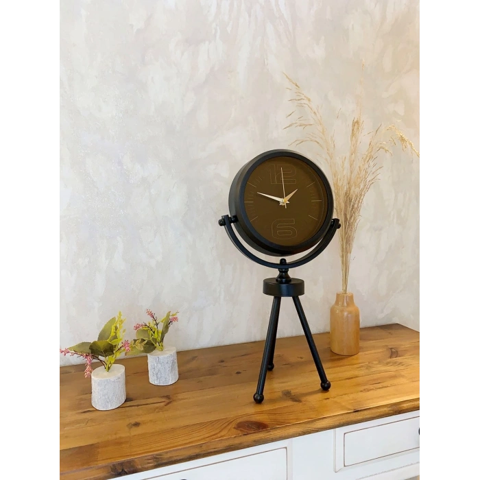 Siyah Metal Mini Tripod Spor Masa Saati 45×26 cm
