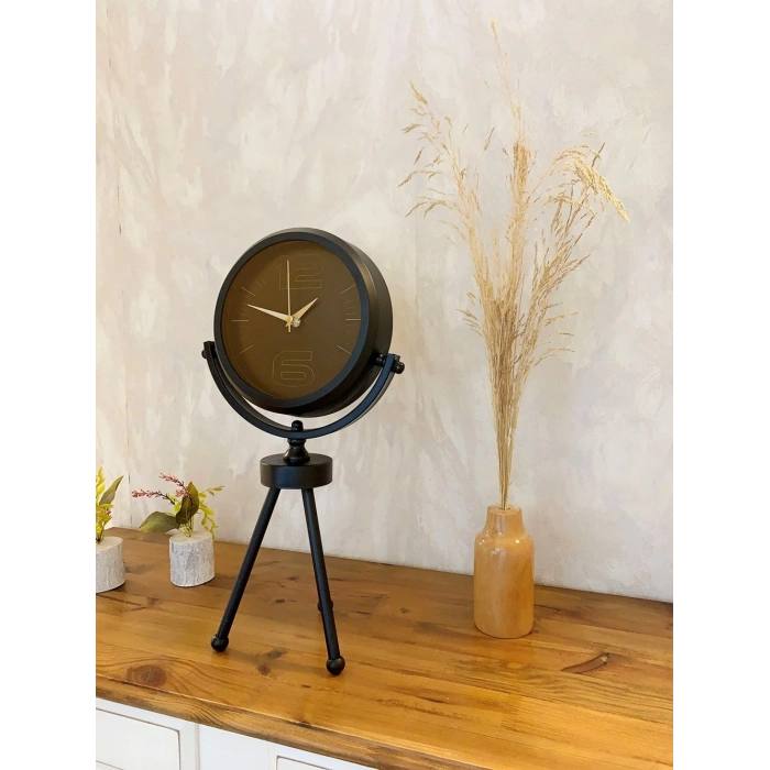 Siyah Metal Mini Tripod Spor Masa Saati 45×26 cm