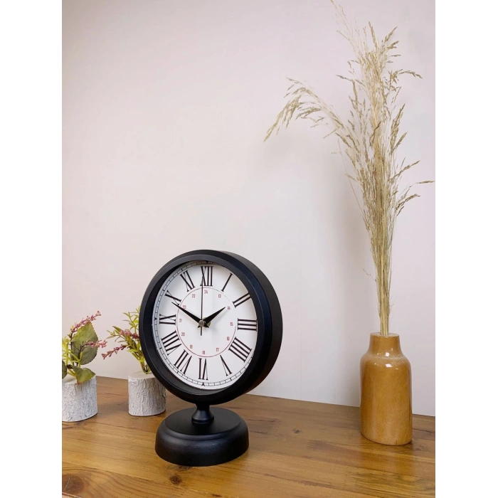 Siyah Metal Modern Masa Saati 25×20 cm