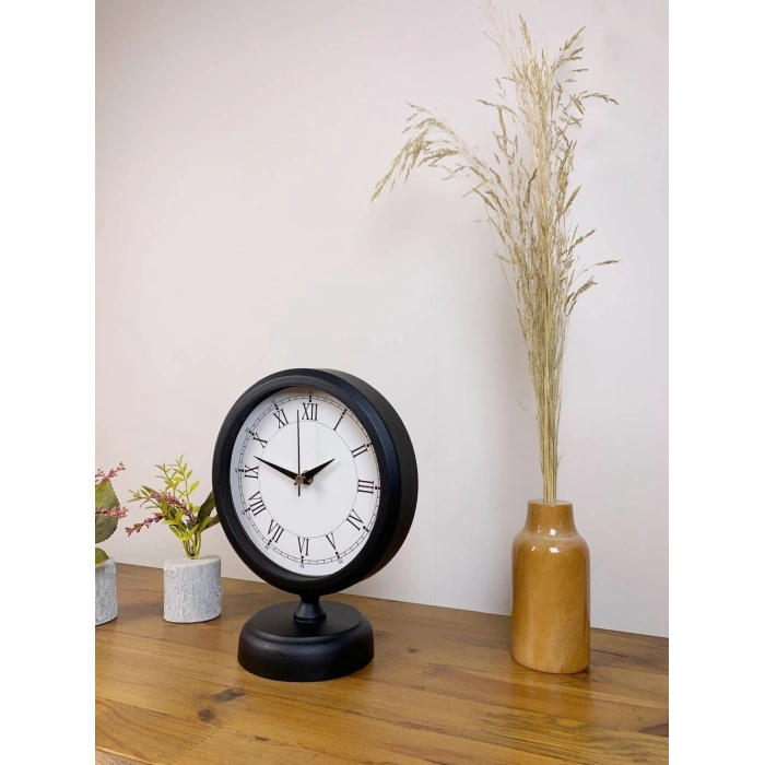 Siyah Metal Retro Masa Saati 25×20 cm