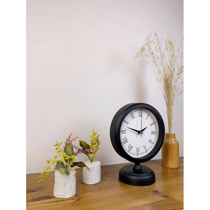 Siyah Metal Retro Masa Saati 25×20 cm
