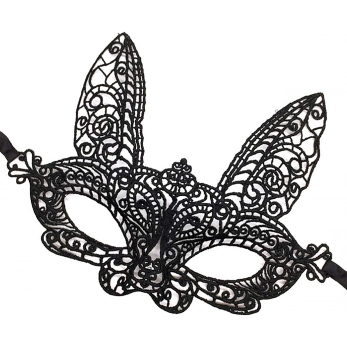 Siyah Renk Dantel Kesim Dantel İşlemeli Balo Parti Maskesi 7 No (5365)
