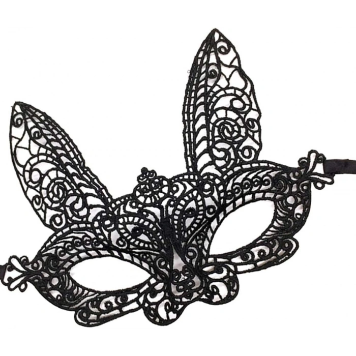 Siyah Renk Dantel Kesim Dantel İşlemeli Balo Parti Maskesi 7 No (5365)