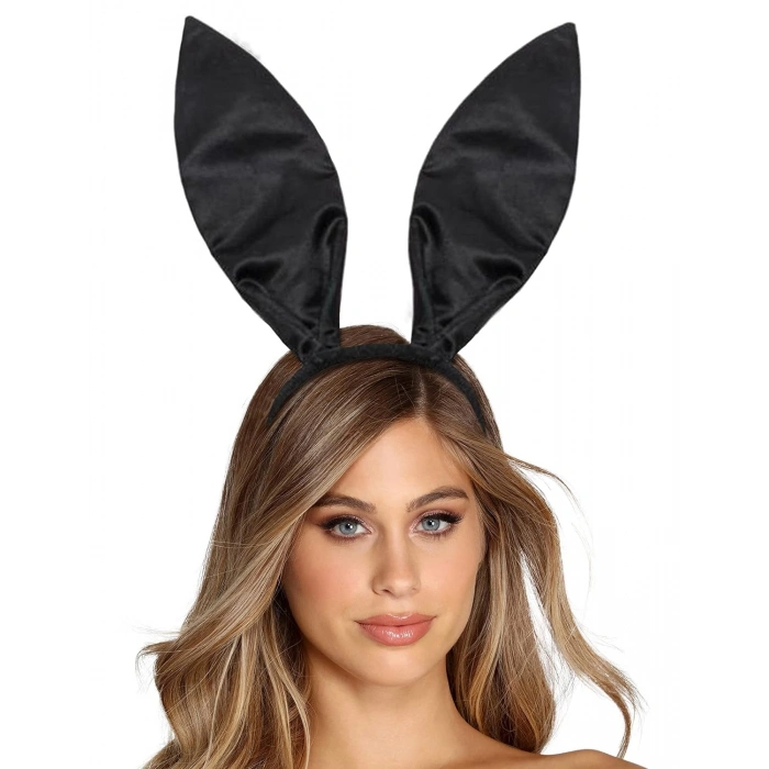 Black Color Satin Coated Shapeable Rabbit Ear Crown 35x11 cm (5365)