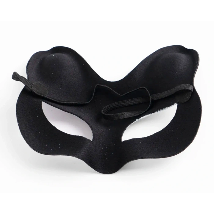 Black Suede Red Yellow Glitter Cat Mask