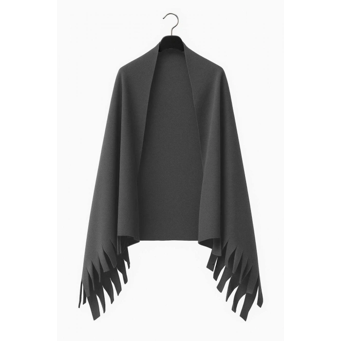 Softiva Polar Omuz Şalı 70x180 cm Unisex Kışlık Şal Antrasit Gri