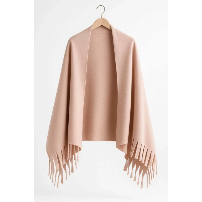 Softiva Polar Omuz Şalı 70x180 cm Unisex Kışlık Şal Pudra