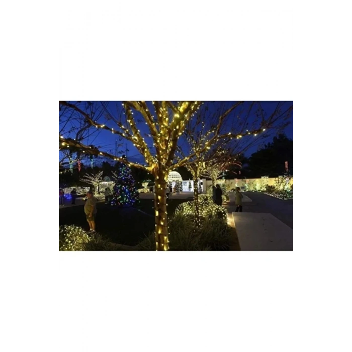 Solar 120 Ledli 10 Metre Gün Işığı Bahçe Aydınlatma Dekorasyon Güneş Enerjili Led Sarı Işık