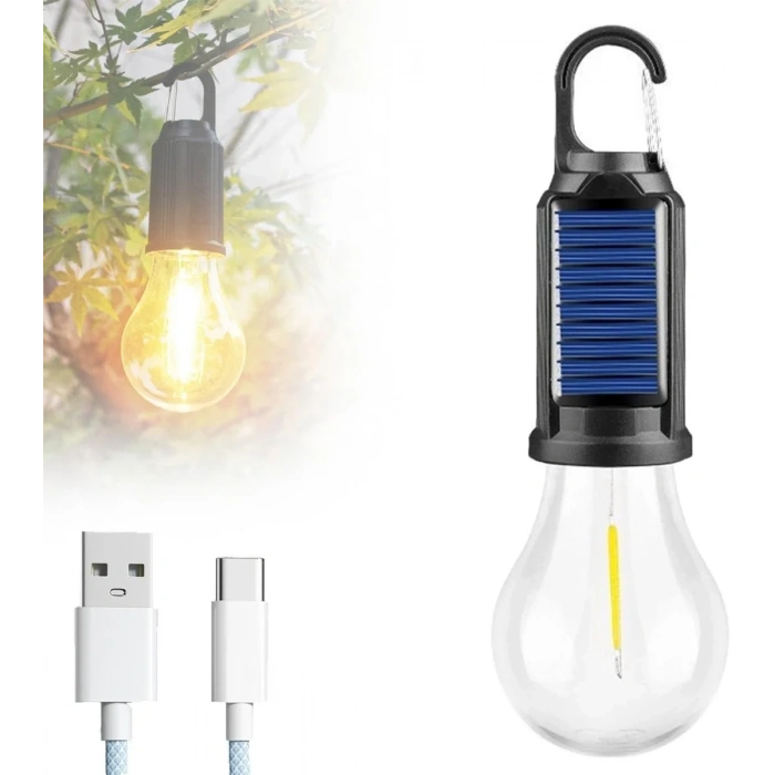 Solar Güneş Enerjili Led Ampul 3 Modlu Uzaktan Kumandalı Solar Camping Lamp (5365)