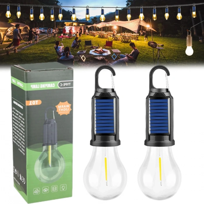 Solar Güneş Enerjili Led Ampul 3 Modlu Uzaktan Kumandalı Solar Camping Lamp (5365)