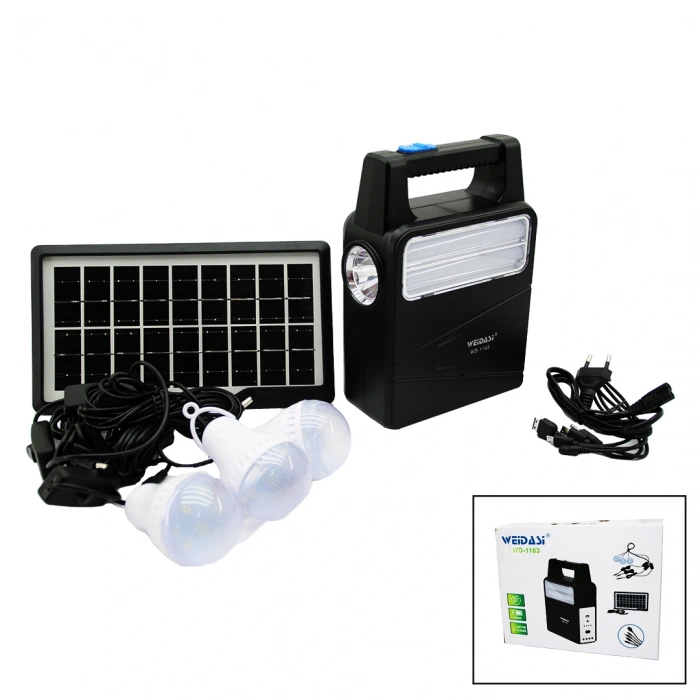SOLAR SEYYAR PANELLİ - FİŞ ŞARJLI 2İN1 DİKEY MODEL EL FENERİ  - 3 PARÇA  AMPUL KABLOLU - POWERBANK (5365)