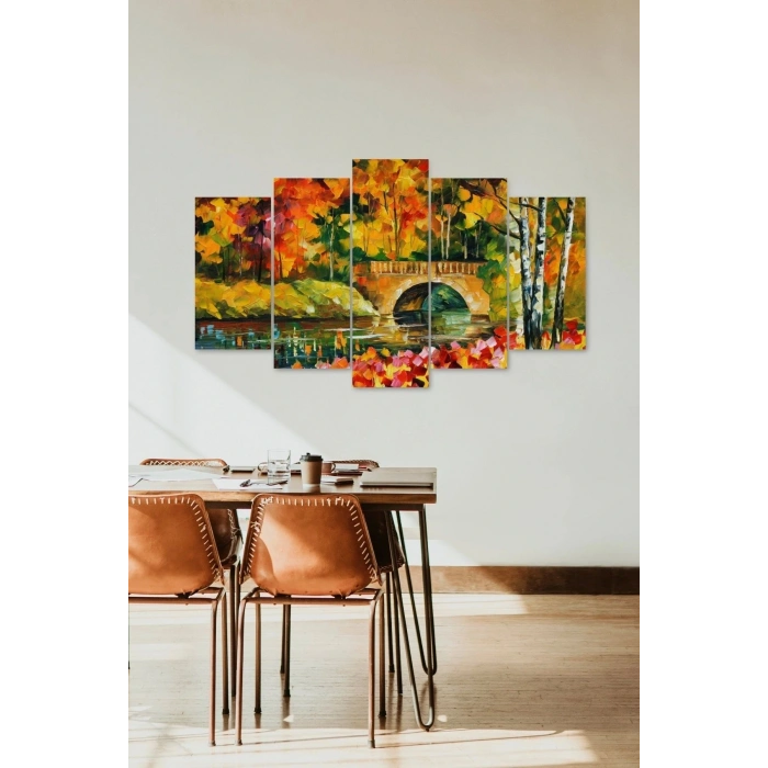 Sonbahar Manzara 5 Parçalı Mdf Tablo 60 x 100