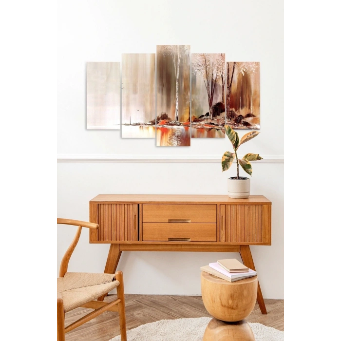 Sonbahar Manzarası 5 Parçalı Mdf Tablo 60 x 100