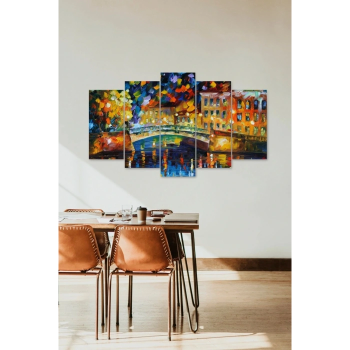 Sonbahar Manzarası 5 Parçalı Mdf Tablo 60 x 100