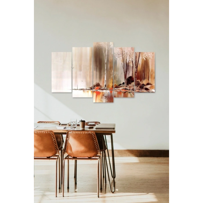 Sonbahar Manzarası 5 Parçalı Mdf Tablo 60 x 100