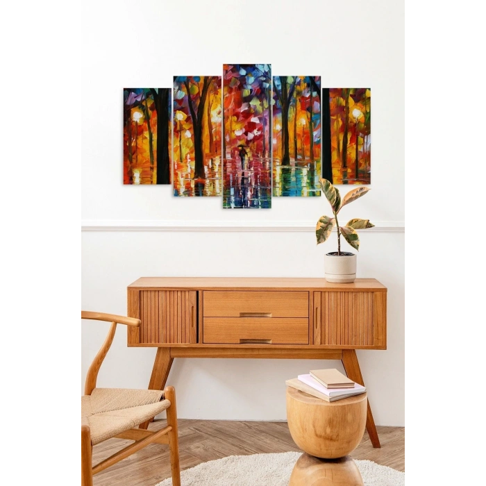 Sonbahar Yağmur 5 Parçalı Mdf Tablo 60 x 100