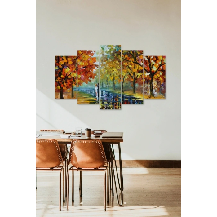 Sonbahar Yağmur 5 Parçalı Mdf Tablo 60 x 100