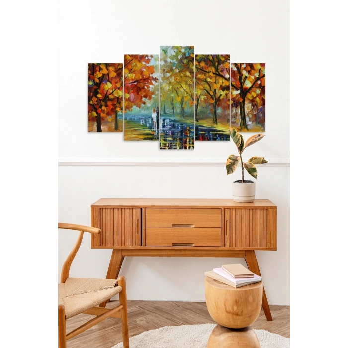 Sonbahar Yağmur 5 Parçalı Mdf Tablo 60 x 100