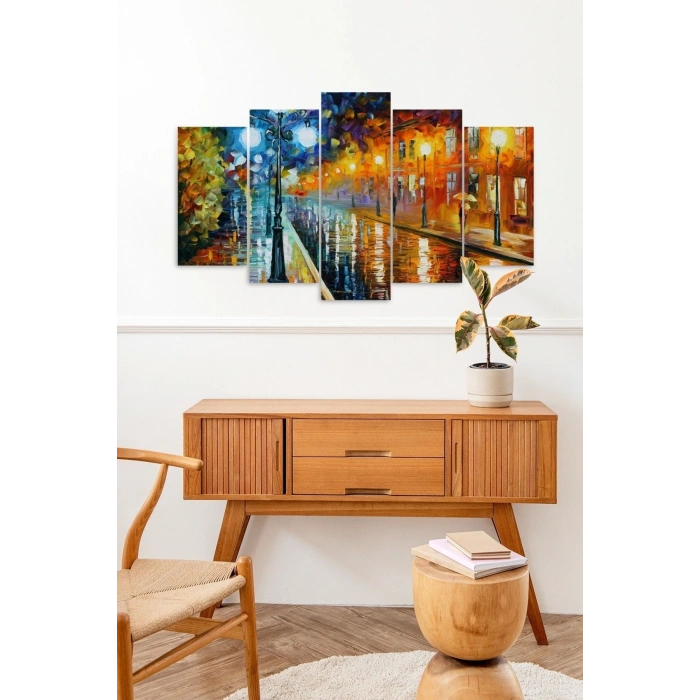 Sonbahar Yağmur 5 Parçalı Mdf Tablo 60 x 100