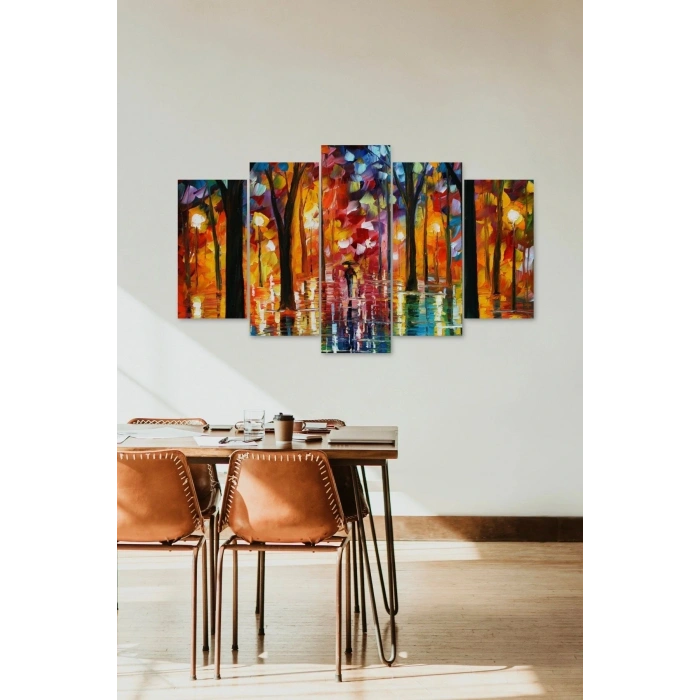 Sonbahar Yağmur 5 Parçalı Mdf Tablo 60 x 100