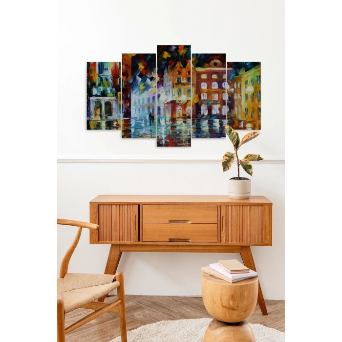 Sonbahar Yağmur 5 Parçalı Mdf Tablo 60 x 100