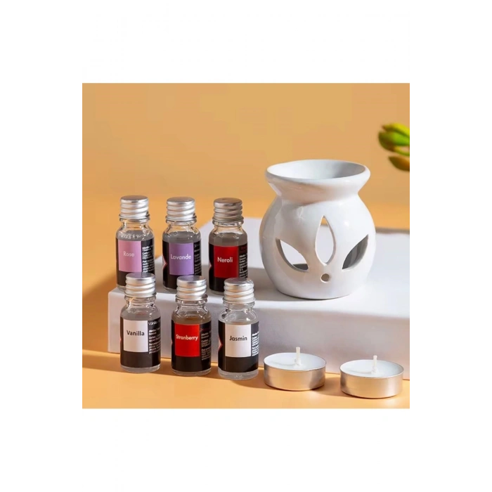 Sonx 3 lü Aromaterapi Uçucu Yağ Seti ve Seramik Buhurdanlık - Rahatlatıcı Oda Kokusu & Spa Deneyimi
